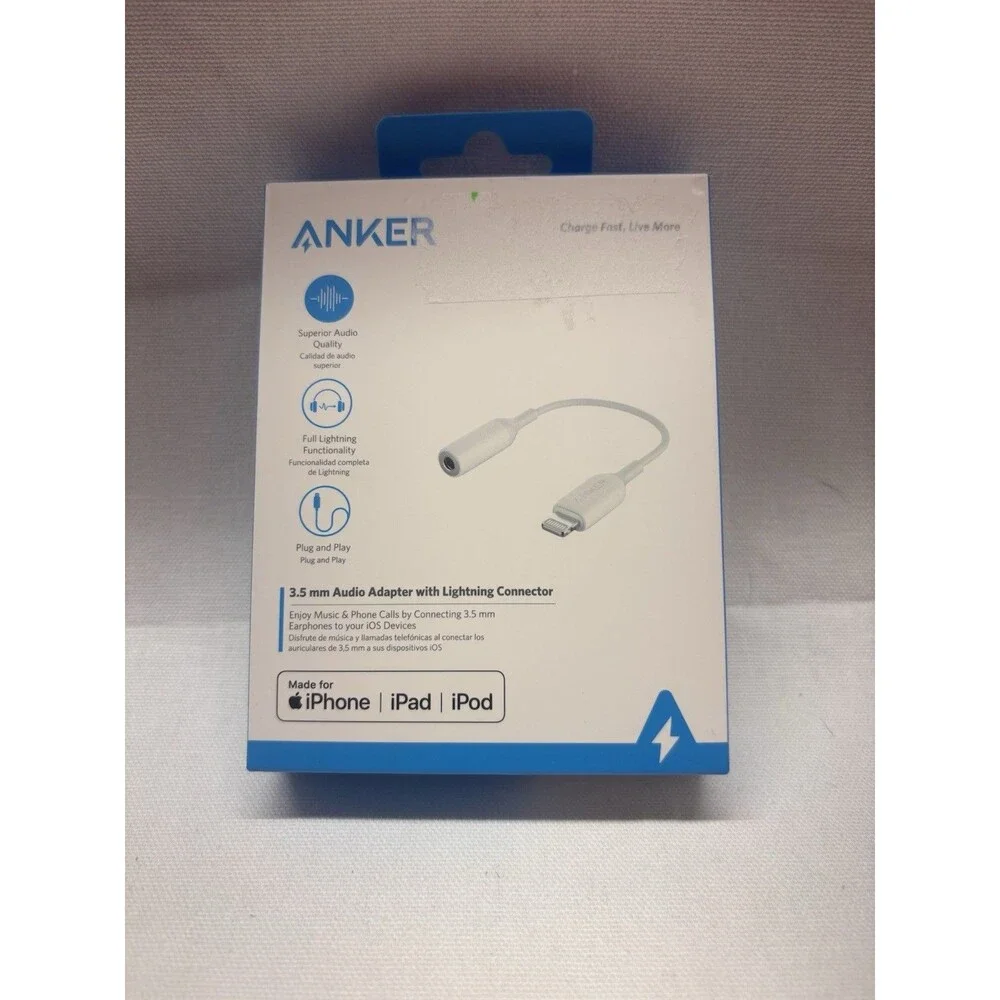 Anker A8193 to 3.5mm Audio Adapter MFi-Certified New Sealed iPad iPhone iPod
